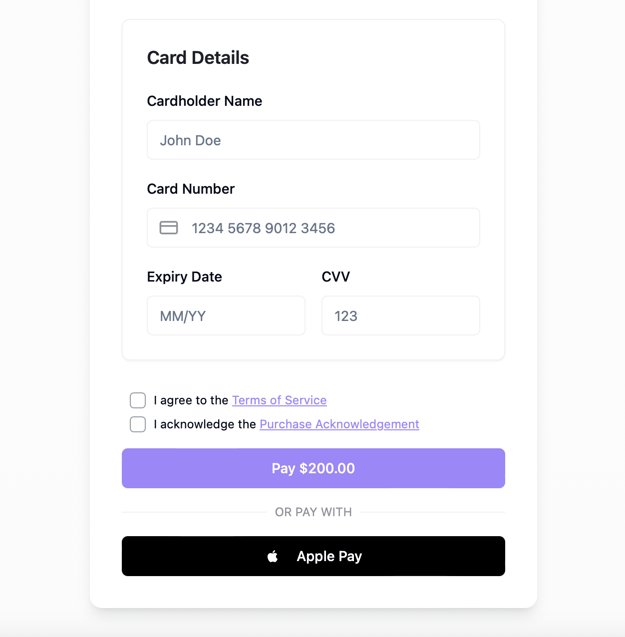 Apple Pay - Payment Form