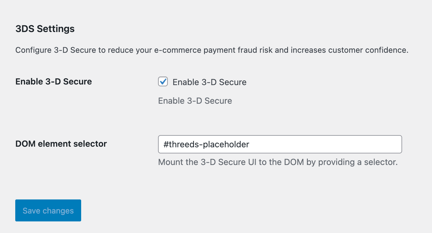 3-D Secure configuration in WooCommerce plugin