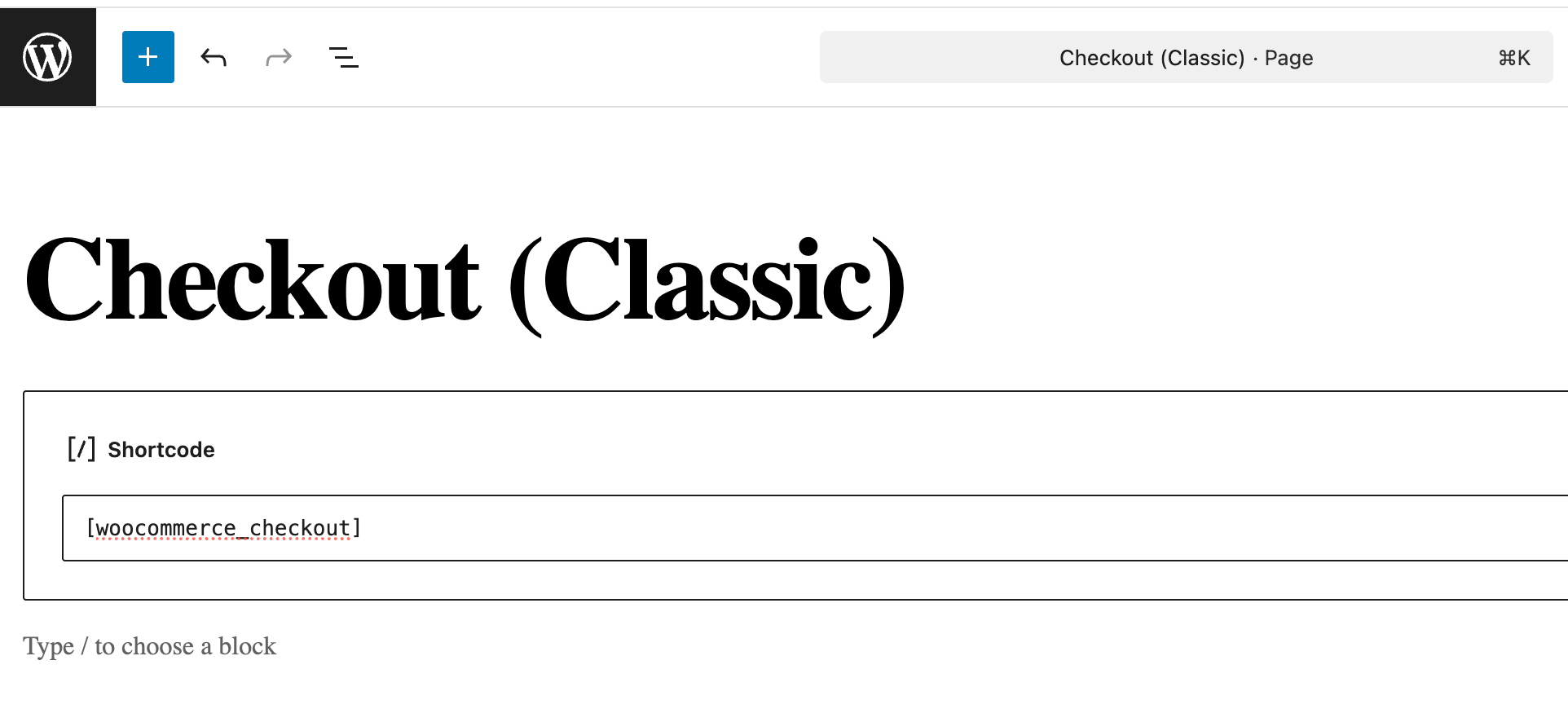 Create new page - Checkout (Classic)